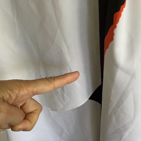 KENNETH COLE Reaction Sleeveless Asymmetrical Tank Top Blouse White Black XS - Picture 3 of 5